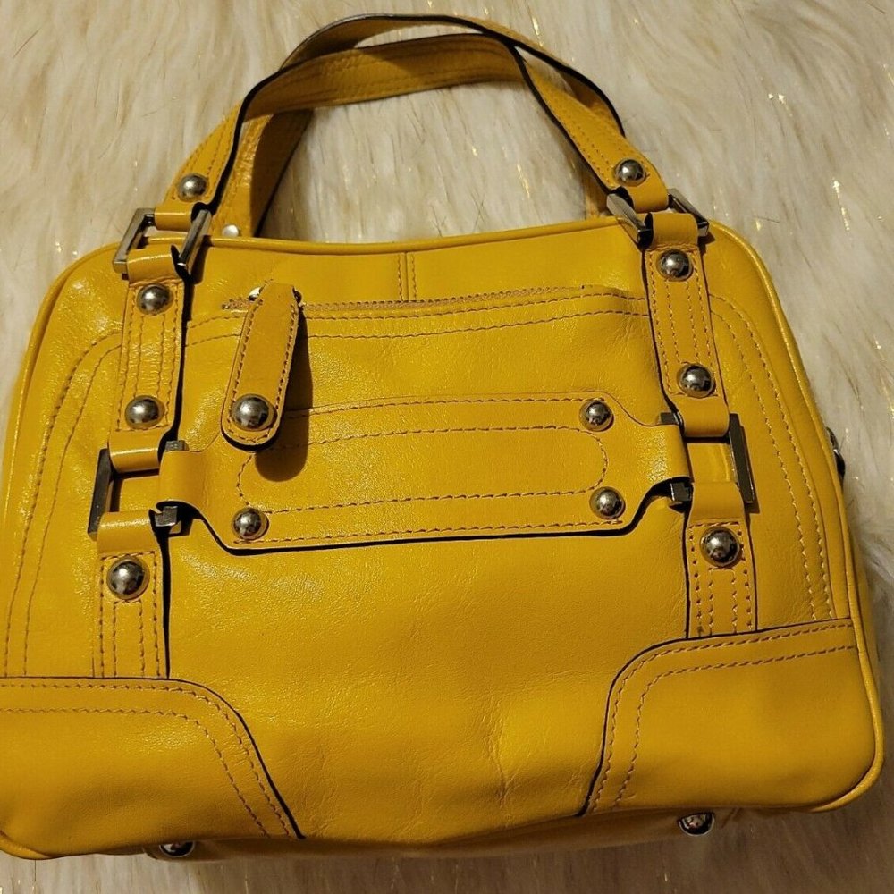 Maxximum Yellow Leather Handbag Purse Bag Y2K Vintage Excellent Used Condition